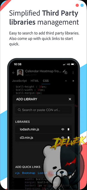 JSitor - JS, HTML & CSS Editor iPhone screenshot 4