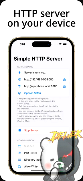 Simple Server - HTTP Server iPhone screenshot 2