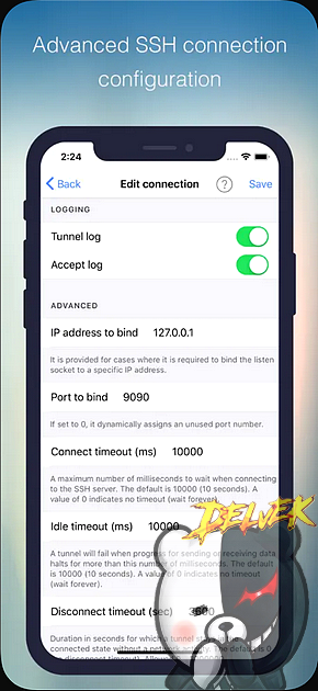 SSH Tunnel with SOCKS5 Proxy iPhone screenshot 4