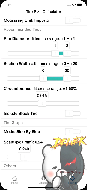 Tire Size Calculator iPhone screenshot 3