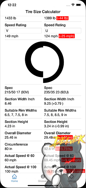 Tire Size Calculator iPhone screenshot 4