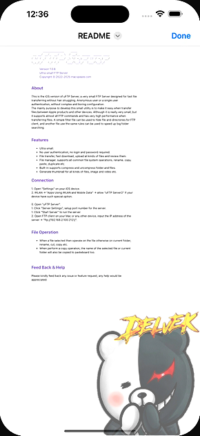 uFTP Server2 iPhone screenshot 4